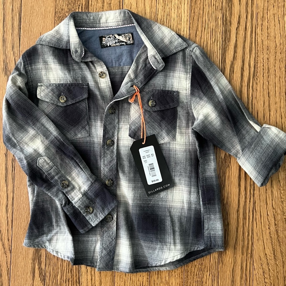 First wave plaid flannel toddler shirt